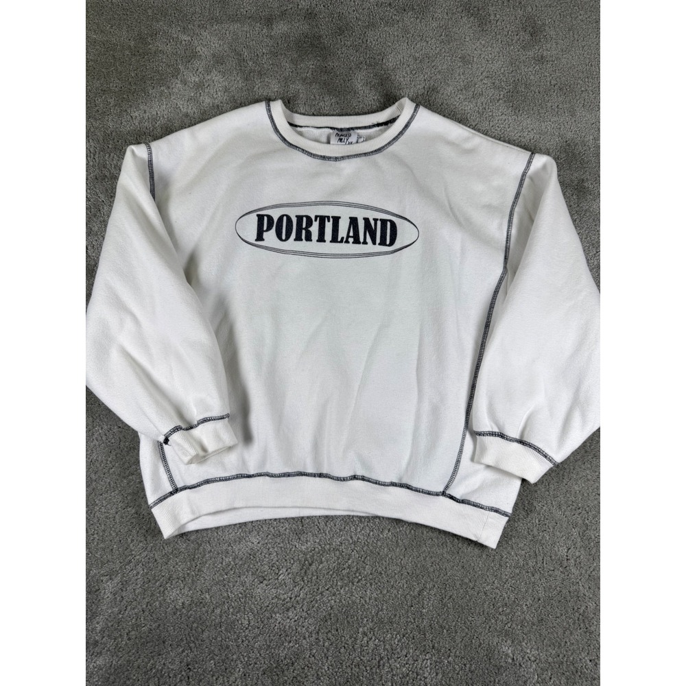 Princess Polly Portland Graphic Sweatshirt White Contrast Stitch Crewneck US 8